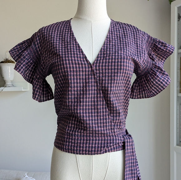 Madewell Flutter Sleeve Side-Tie Wrap Top - Picture 5 of 9